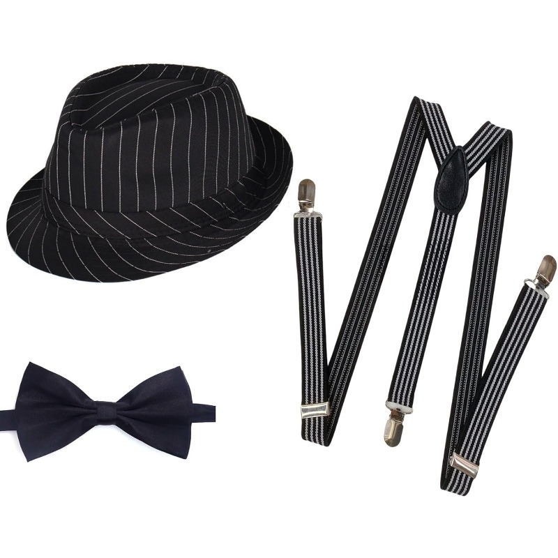 Bow Tie Pre Tied - 1920er Jahre Herren-Kostüm Fedora-Hut Gatsby Gangster-Accessoires