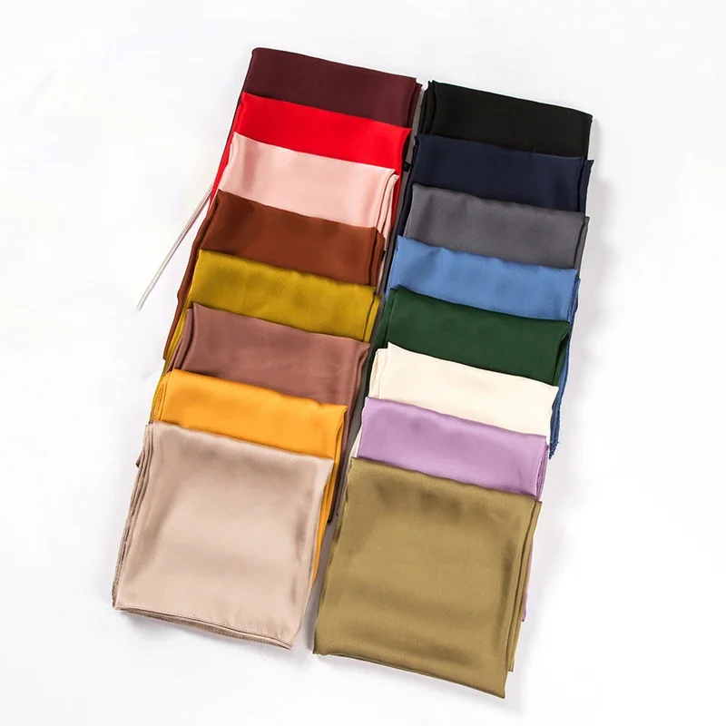 Ascot Neck Scarf - Satin-Schal für Damen 70cm Einfarbig Glatte