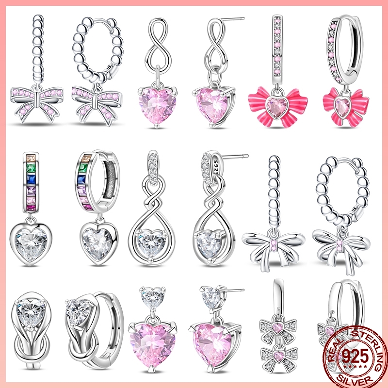 Tie Clip Silver - Neue Damen-Ohrringe aus 925er-Sterlingsilber, Prinzessin, rosa
