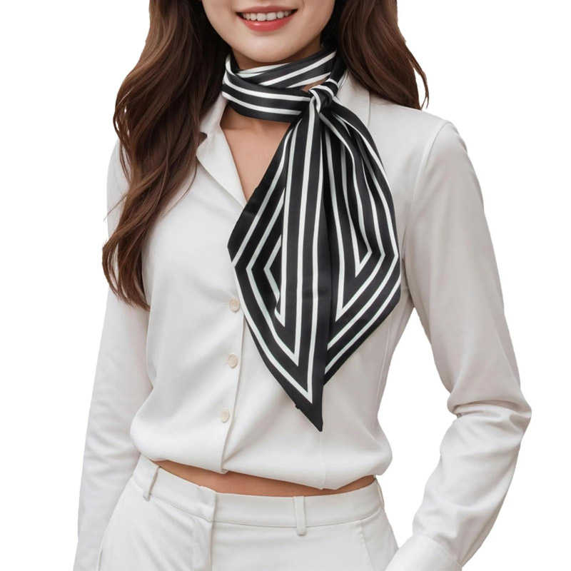 Silk Tie Striped - Mode Streifen Haar Band Schal Frauen