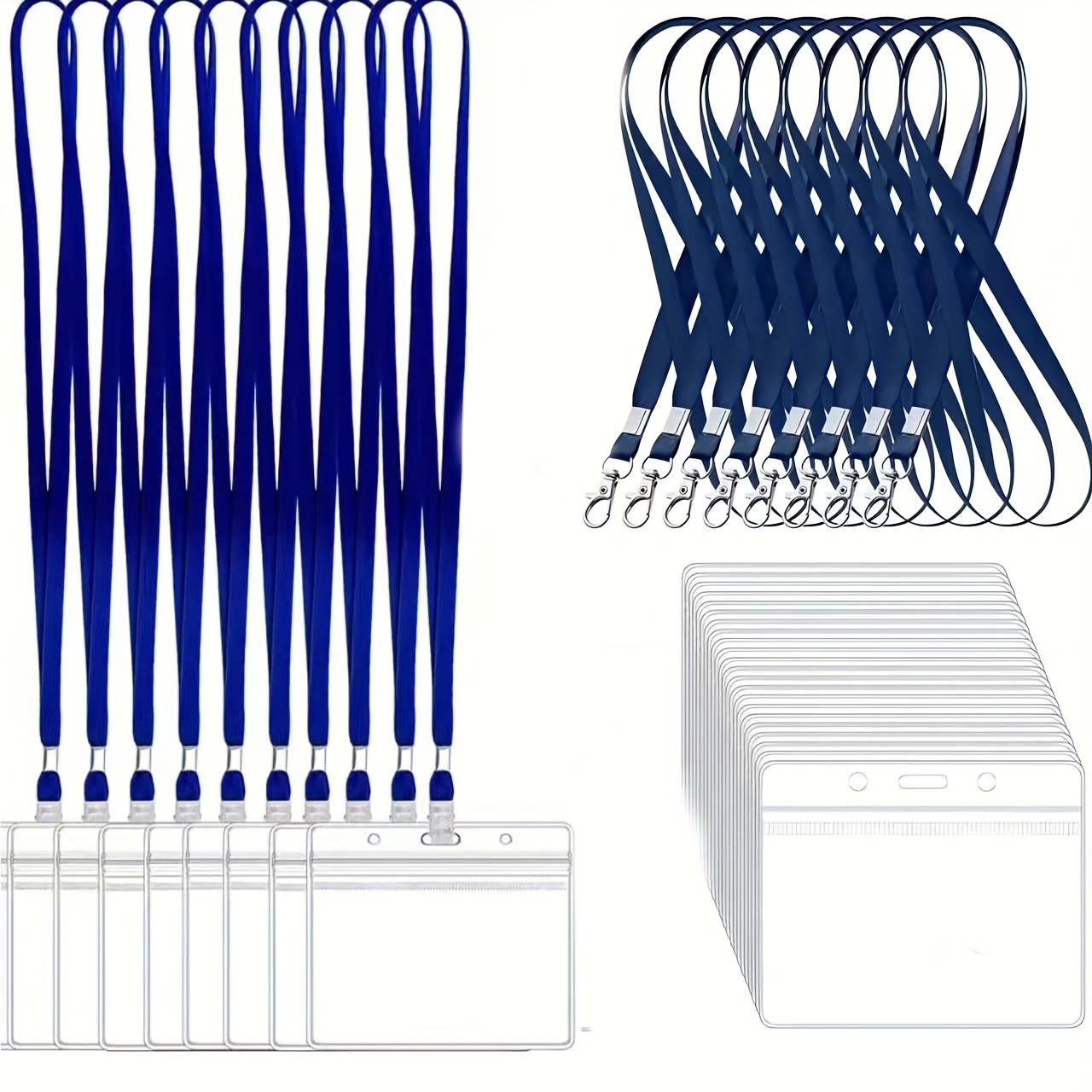 Lanyard Badge Holder - 10er-Set transparenter PVC-Ausweishalter mit Umhängeband –