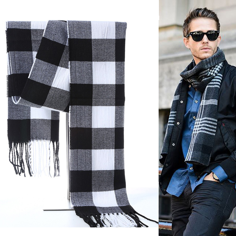 Muffler Men Wool - Winter Männer Schal Plaid Streifen Schal
