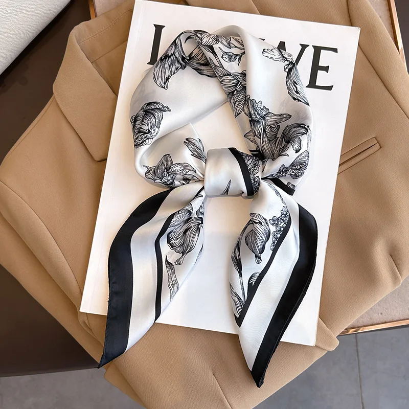 Face Scarf Mask - 70*70cm Luxus Blumen druck Seide quadratischen