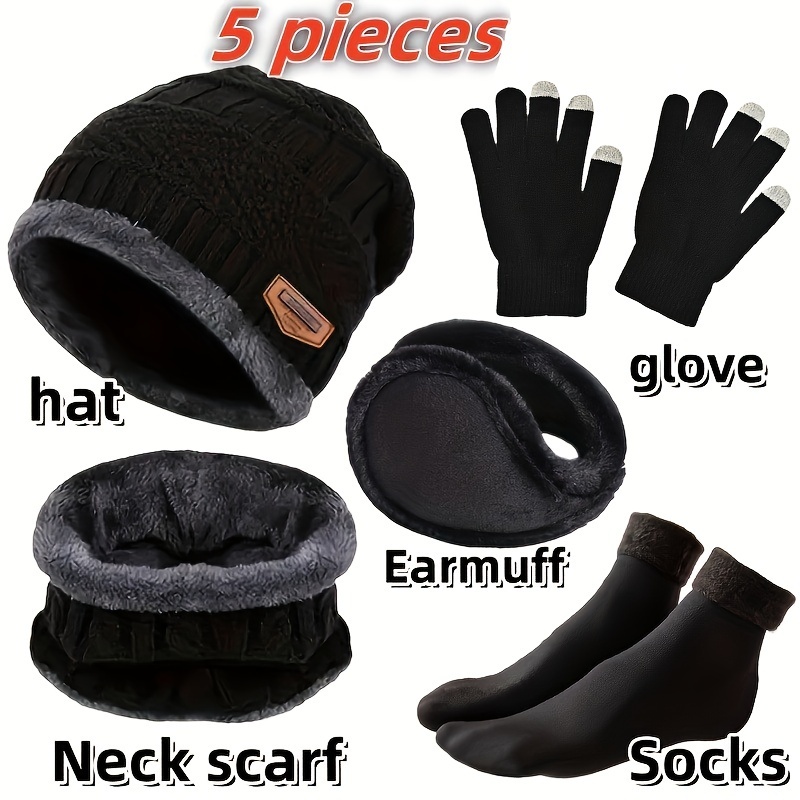 Muffler Men Wool - Herren-Wintermütze, Outdoor-Winterschal, Handschuhe, Ausschnitt, eins plus