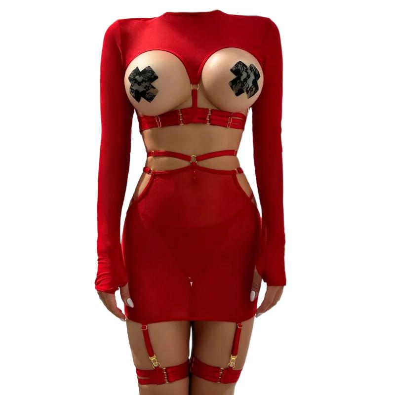 Silk Tie Striped - Bikini Mode sexy Dessous 5-teiliges Set