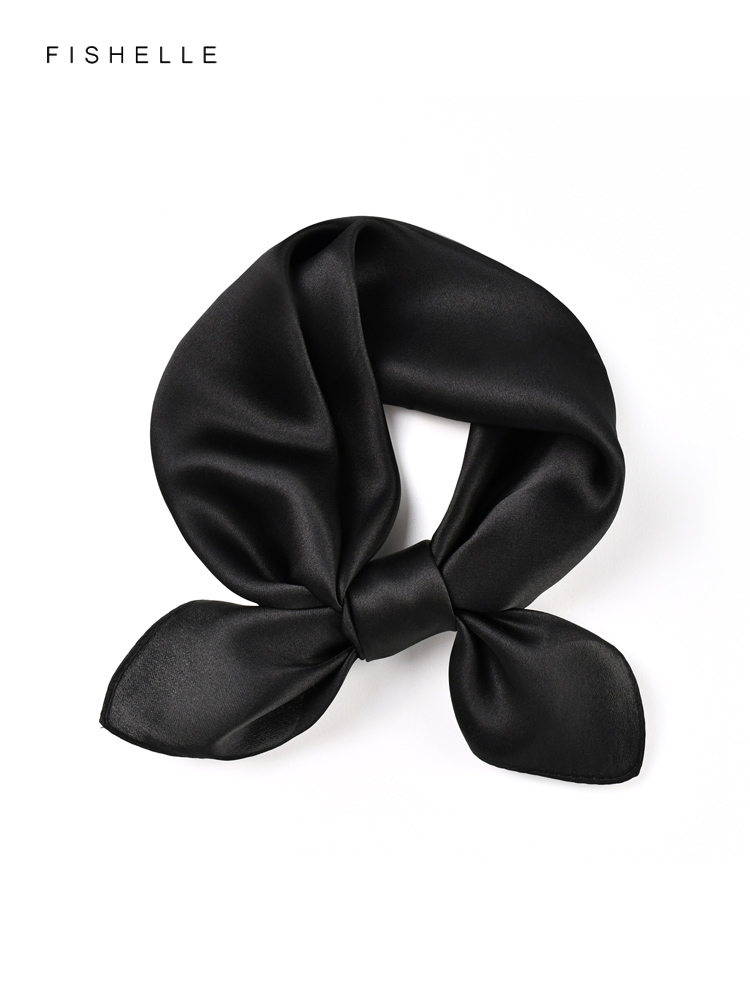 Silk Neck Scarf - Einfarbig schwarz reiner Seidenschal Kopftuch Taschentuch