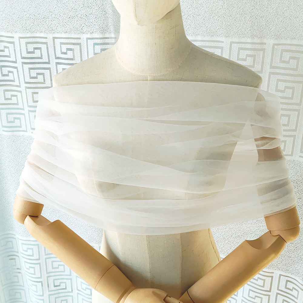 Stole Wedding Shawl - Transparenter Damen-Wickelschal aus plissiertem Tüll für