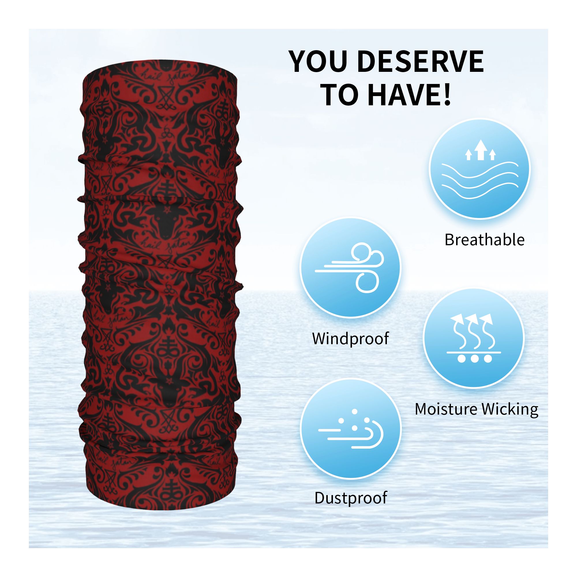 Baphomet Damask Hail Satan Bla – Neck Warmer Tube Bewertung und Preis