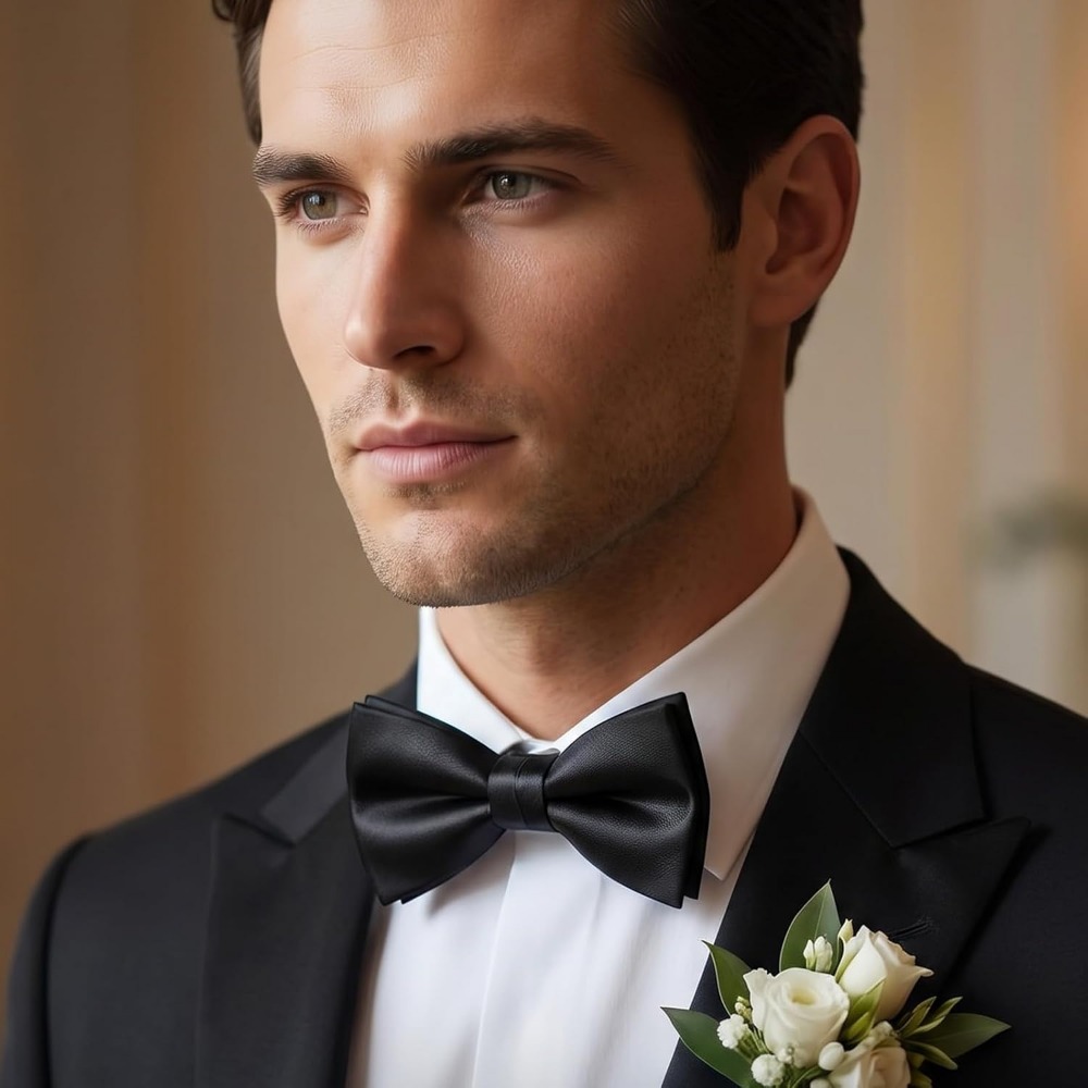 2-teilige schwarze Fliege, vor – Bow Tie Pre Tied Bewertung und Preis