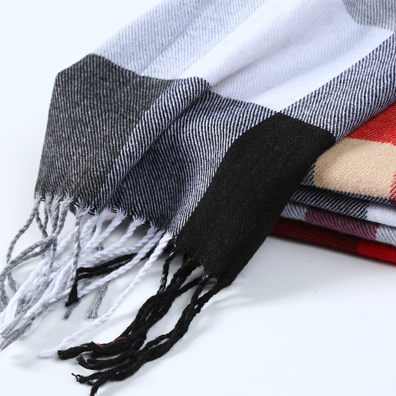 Winter Männer Schal Plaid Stre – Muffler Men Wool Bewertung und Preis